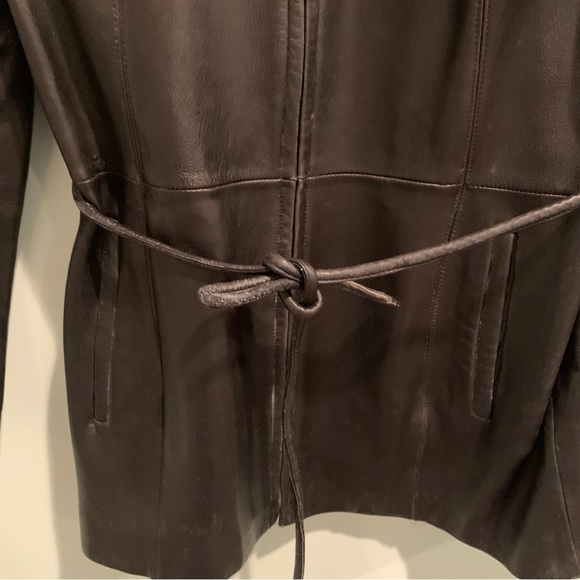 Vintage? JLC New York Outerwear Black Leather Wrap Tie Jacket Large L Y2K - Picture 8 of 13